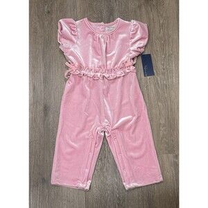 Habitual Romper Jumpsuit 18M Pink Velour NEW